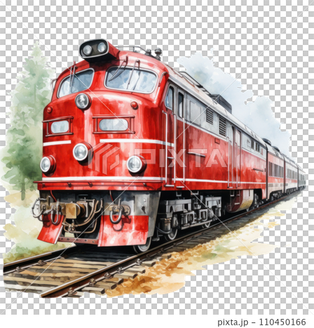 red watercolor old train isolated red watercolor old train isolated 110450166