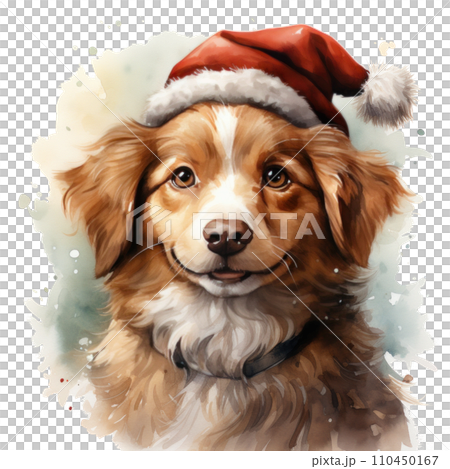 happy christmas dog, cute dog christmas clipart, isolated happy christmas dog, cute dog christmas clipart, isolated 110450167