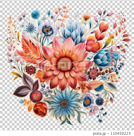 flowers in colorful patterns on white background flowers in colorful patterns on white background 110450223