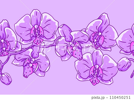 Pattern with orchid flowers. Beautiful decorative plants. 110450251
