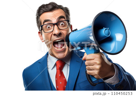 Businessman with megaphone 110450253