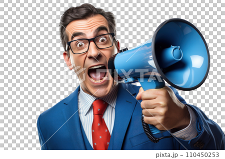 Businessman with megaphone 110450253