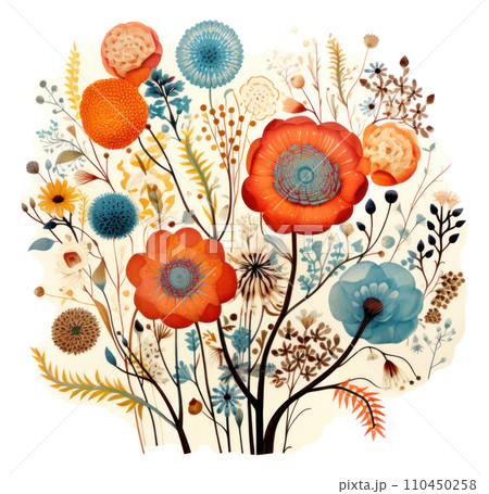 the round bouquet of flowers has floral ornaments on it, 110450258