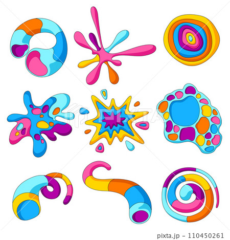 Set of abstract shapes. Cartoon cute trendy creative image. 110450261