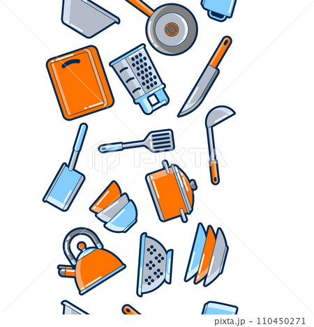 Pattern with kitchen utensils. Cooking tools for restaurant. 110450271