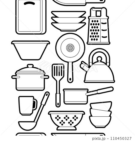 Pattern with kitchen utensils. Cooking tools for restaurant. 110450327