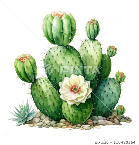 a watercolor painting of cactus 110450364