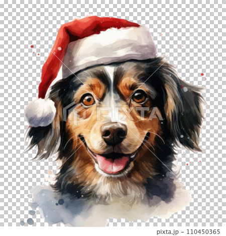 happy christmas dog, cute dog christmas clipart, isolated happy christmas dog, cute dog christmas clipart, isolated 110450365