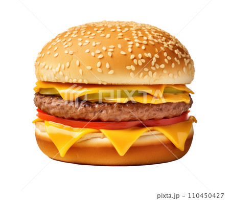 large yellow hamburger cheese with tomatoes isolated large yellow hamburger cheese with tomatoes isolated 110450427