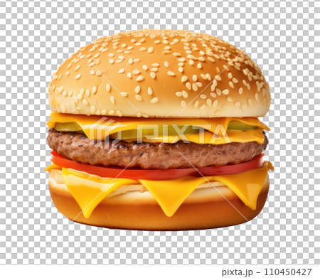 large yellow hamburger cheese with tomatoes isolated large yellow hamburger cheese with tomatoes isolated 110450427