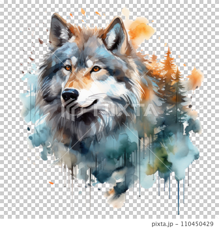 watercolor wolf isolated watercolor wolf isolated 110450429