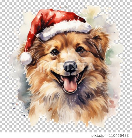 happy christmas dog, cute dog christmas clipart, isolated happy christmas dog, cute dog christmas clipart, isolated 110450488
