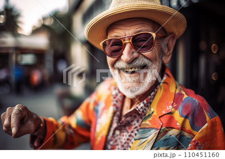 Elderly man with a cheerful smile. 110451160