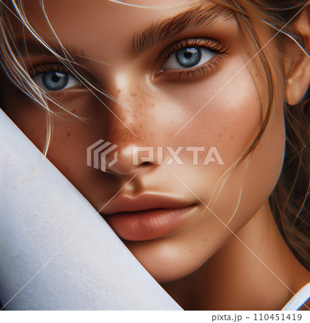 Emotional Close Up Portrait of Beautiful Woman, AI Generated Emotional Close Up Portrait of Beautiful Woman, AI Generated 110451419