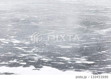 Frozen river surface in winter season, natural background texture Frozen river surface in winter season, natural background texture 110451690