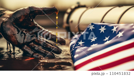 Oil pipeline and natural gas. Oil pipeline Destruction and spilled oil at oil field. 110451832