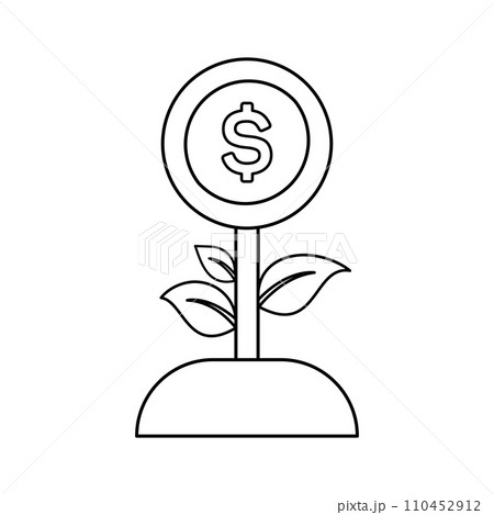 Money plant icon in line style. Banking and investment concept. Vector illustration 110452912