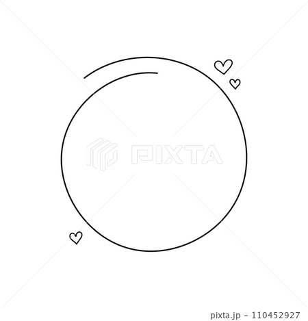 Abstract doodle black hand drawn round frames with hearts. Vector illustration 110452927
