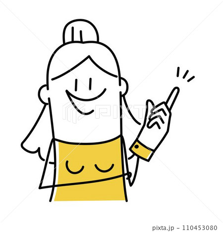 Cute girl points to the side. 110453080