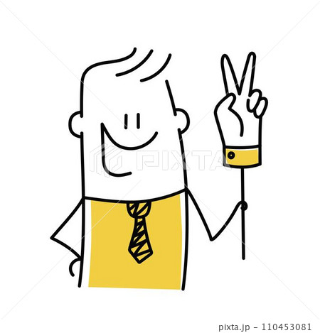 Stickman, two-finger gesture. Stickman, two-finger gesture. 110453081