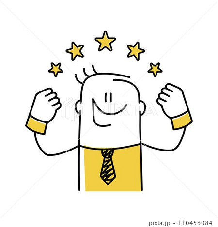 Happy stickman giving a positive rating. 110453084