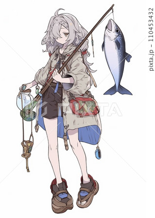 釣りをする少年のイラスト素材 [110453432] - PIXTA