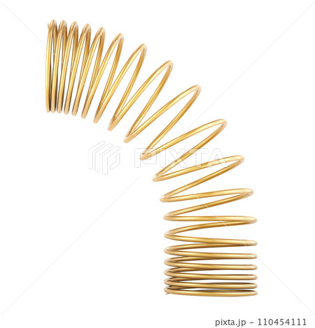 Copper helical coil spring or brass spring. 3D rendering Copper helical coil spring or brass spring. 3D rendering 110454111
