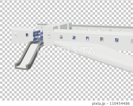 3D illustration of airplane escape chute 110454486