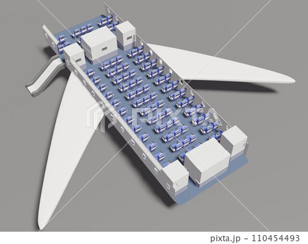 飛行機の脱出シュートの3Dイラスト 110454493