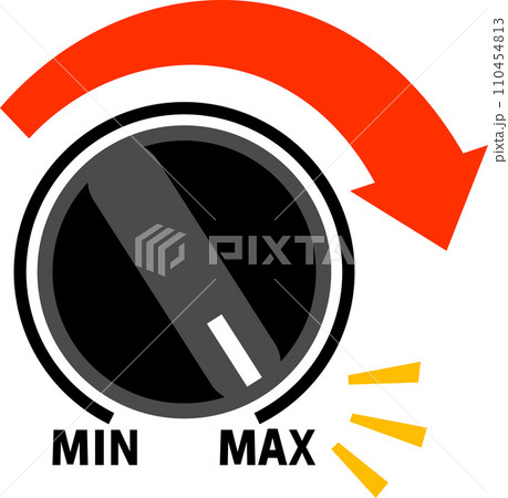 最大まで回したボリューム調節のダイヤル 最大まで回したボリューム調節のダイヤル 110454813