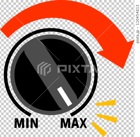 最大まで回したボリューム調節のダイヤル 最大まで回したボリューム調節のダイヤル 110454813