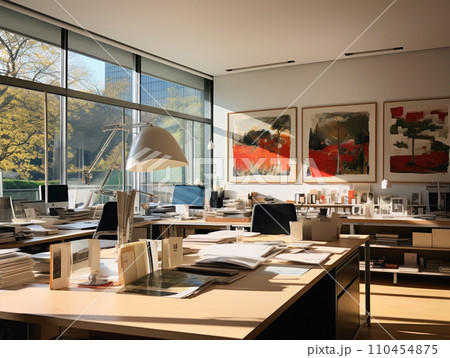 開放感のあるオフィス　イラスト 110454875