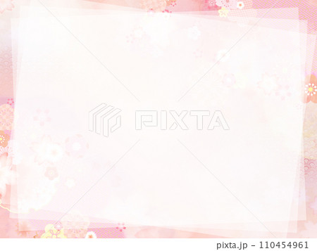 淡い桜の和風フレーム 110454961