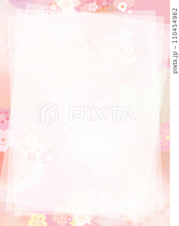 淡い桜の和風フレーム 110454962