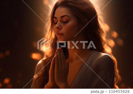 祈る女性16　AI生成画像 110455026