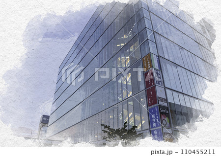 水彩画風 福井市街 JR福井駅東口 AOSSA 福井県福井市 水彩画風 福井市街 JR福井駅東口 AOSSA 福井県福井市 110455211