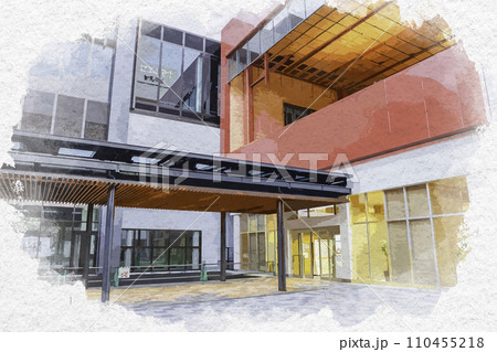 水彩画風 福井市街 えちぜん鉄道福井駅 福井県福井市 水彩画風 福井市街 えちぜん鉄道福井駅 福井県福井市 110455218
