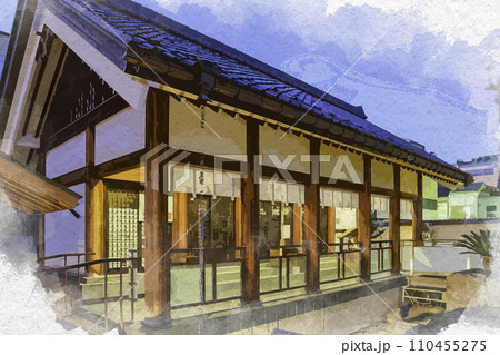 水彩画風 福井市街 柴田神社 拝殿 福井県福井市 水彩画風 福井市街 柴田神社 拝殿 福井県福井市 110455275