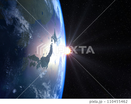 地球　日本　JAPAN　宇宙　CG　背景　太陽　サンライズ 110455462