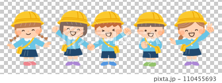 幼稚園の制服を着る子供たちのイラスト素材 110455693