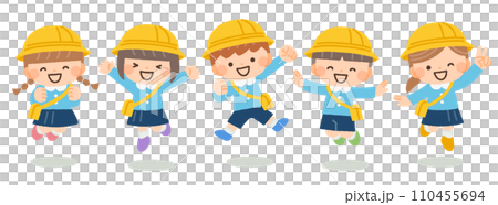 充滿活力的幼兒園孩子跳躍插畫素材 110455694