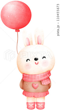 Cute valentine's day cartoon rabbit watercolor illustration Cute valentine's day cartoon rabbit watercolor illustration 110455873