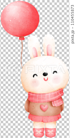 Cute valentine's day cartoon rabbit watercolor illustration Cute valentine's day cartoon rabbit watercolor illustration 110455873