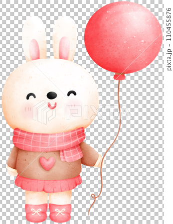 Cute valentine's day cartoon rabbit watercolor illustration Cute valentine's day cartoon rabbit watercolor illustration 110455876
