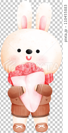 Cute valentine's day cartoon rabbit watercolor illustration Cute valentine's day cartoon rabbit watercolor illustration 110455883