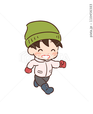元気に走る冬の子どものイラスト 110456383