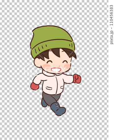 元気に走る冬の子どものイラスト 110456383