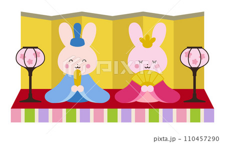 かわいいひな祭りのうさぎのイラスト 110457290