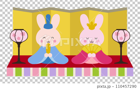Cute Hinamatsuri rabbit illustration 110457290