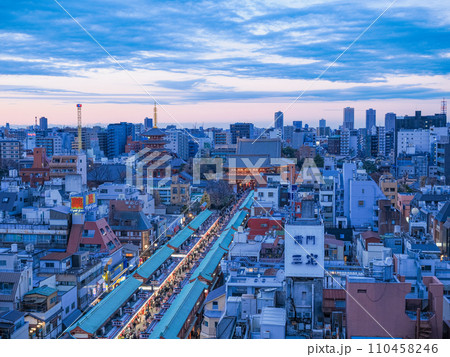 (東京都)年の瀬で賑わう浅草寺仲見世商店街 (東京都)年の瀬で賑わう浅草寺仲見世商店街 110458246